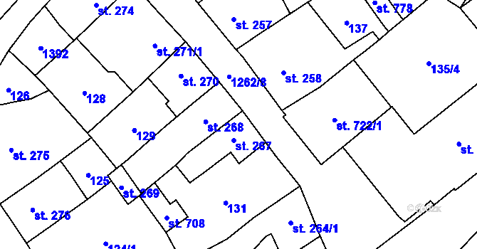 Parcela st. 267 v KÚ Jablonné v Podještědí, Katastrální mapa