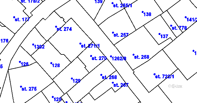 Parcela st. 270 v KÚ Jablonné v Podještědí, Katastrální mapa