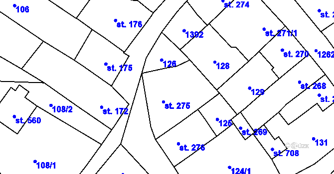 Parcela st. 275 v KÚ Jablonné v Podještědí, Katastrální mapa