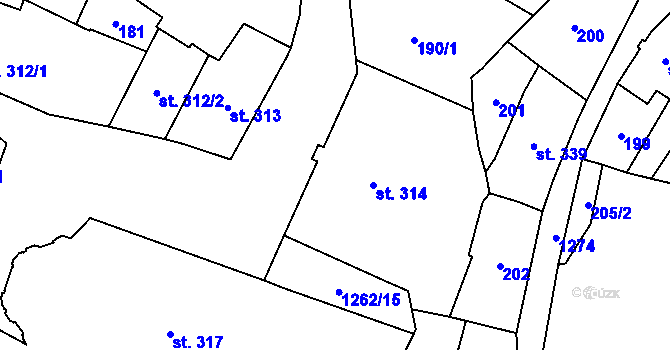 Parcela st. 314 v KÚ Jablonné v Podještědí, Katastrální mapa