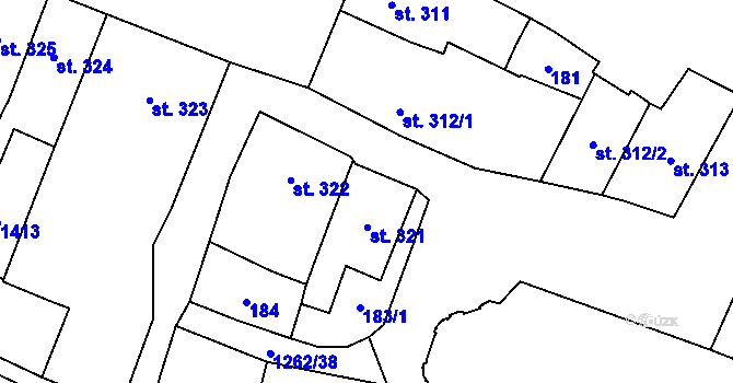 Parcela st. 321 v KÚ Jablonné v Podještědí, Katastrální mapa