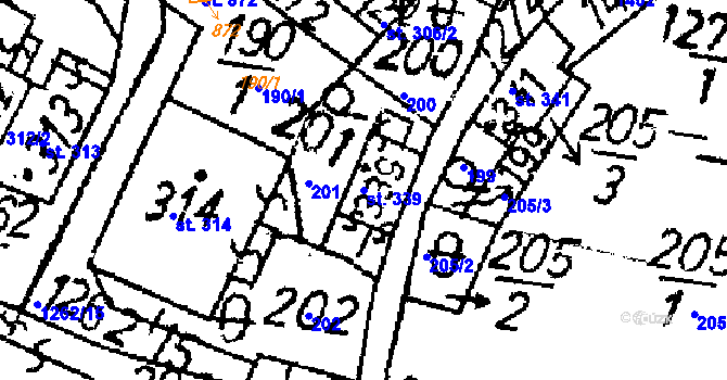 Parcela st. 339 v KÚ Jablonné v Podještědí, Katastrální mapa