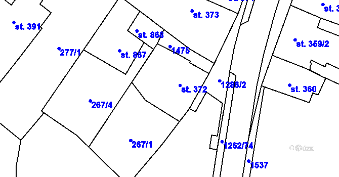 Parcela st. 372 v KÚ Jablonné v Podještědí, Katastrální mapa