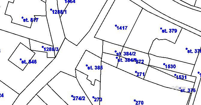 Parcela st. 384/2 v KÚ Jablonné v Podještědí, Katastrální mapa