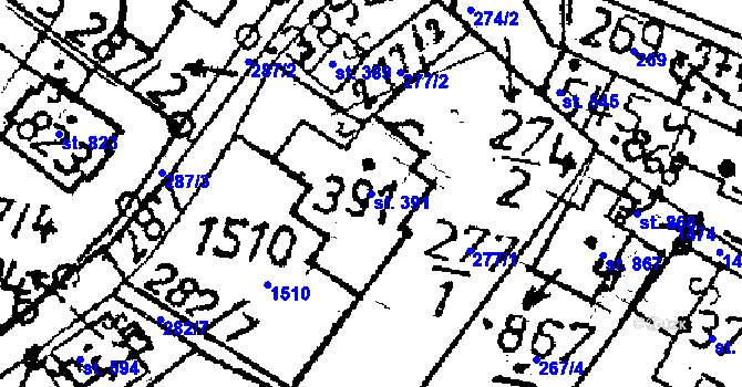 Parcela st. 391 v KÚ Jablonné v Podještědí, Katastrální mapa