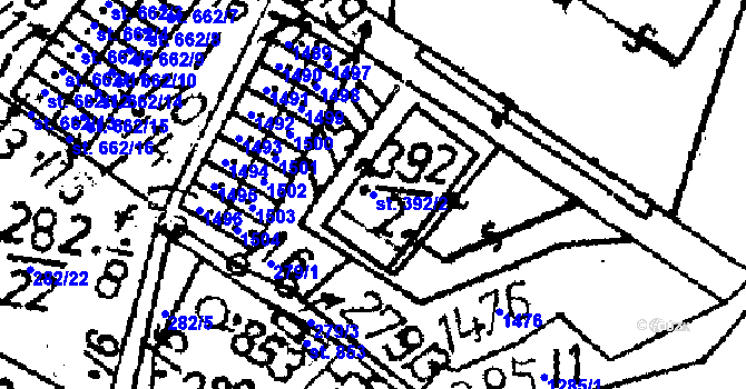 Parcela st. 392/2 v KÚ Jablonné v Podještědí, Katastrální mapa