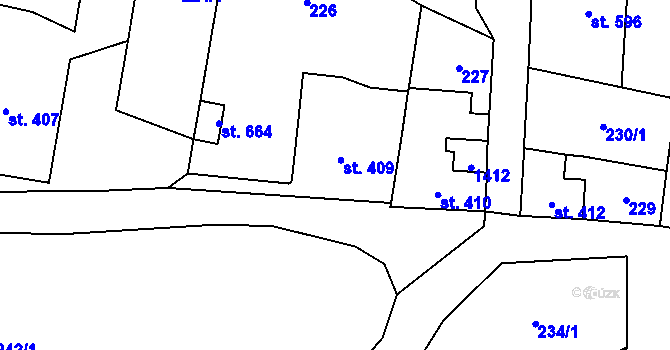 Parcela st. 409 v KÚ Jablonné v Podještědí, Katastrální mapa