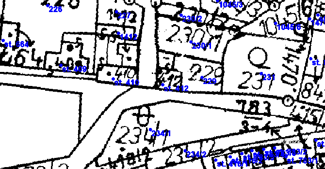 Parcela st. 412 v KÚ Jablonné v Podještědí, Katastrální mapa
