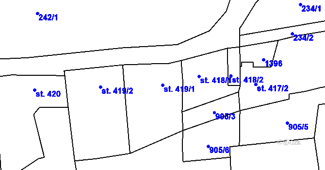 Parcela st. 419/1 v KÚ Jablonné v Podještědí, Katastrální mapa