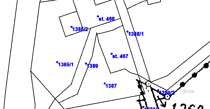 Parcela st. 467 v KÚ Jablonné v Podještědí, Katastrální mapa