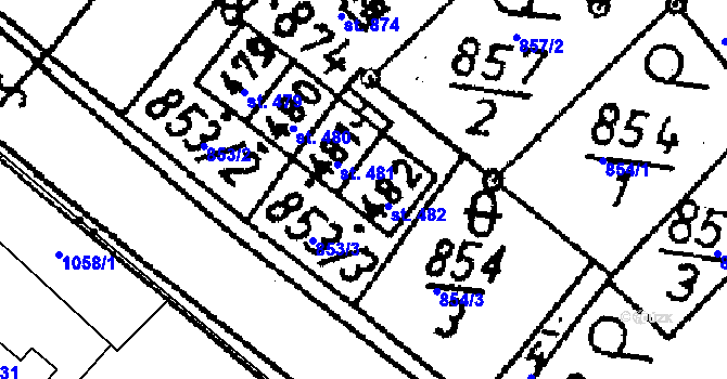 Parcela st. 482 v KÚ Jablonné v Podještědí, Katastrální mapa