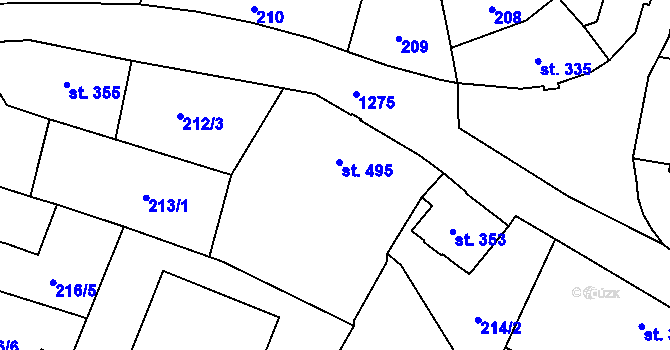 Parcela st. 495 v KÚ Jablonné v Podještědí, Katastrální mapa