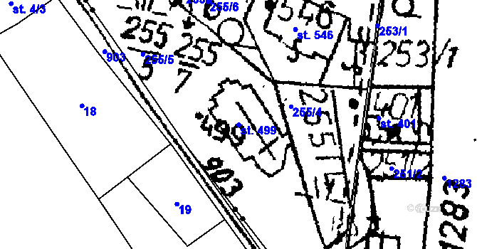 Parcela st. 499 v KÚ Jablonné v Podještědí, Katastrální mapa