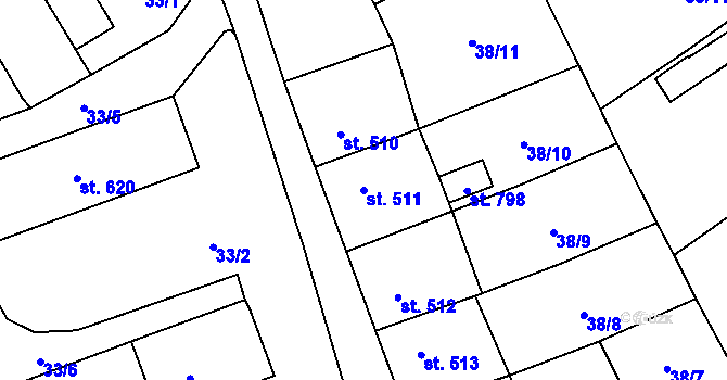 Parcela st. 511 v KÚ Jablonné v Podještědí, Katastrální mapa