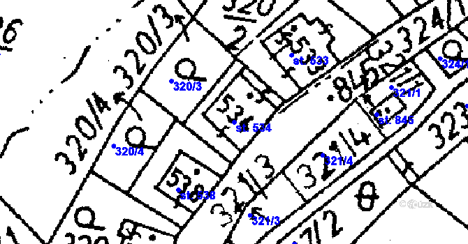 Parcela st. 534 v KÚ Jablonné v Podještědí, Katastrální mapa