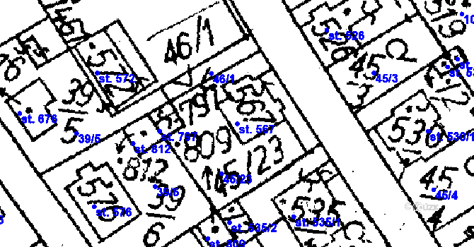 Parcela st. 567 v KÚ Jablonné v Podještědí, Katastrální mapa