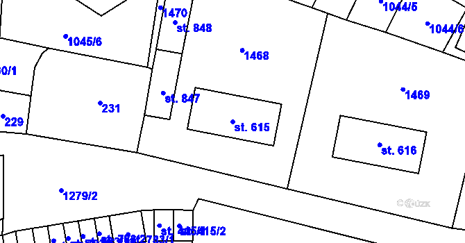Parcela st. 615 v KÚ Jablonné v Podještědí, Katastrální mapa