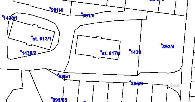 Parcela st. 617/1 v KÚ Jablonné v Podještědí, Katastrální mapa