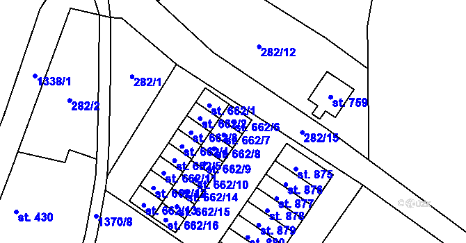 Parcela st. 662/6 v KÚ Jablonné v Podještědí, Katastrální mapa