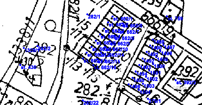 Parcela st. 662/14 v KÚ Jablonné v Podještědí, Katastrální mapa