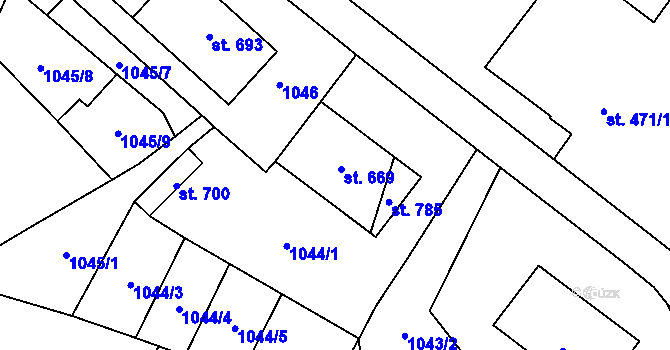 Parcela st. 669 v KÚ Jablonné v Podještědí, Katastrální mapa