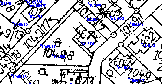Parcela st. 674 v KÚ Jablonné v Podještědí, Katastrální mapa