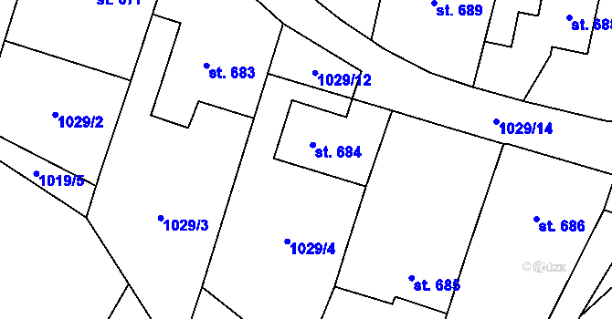 Parcela st. 684 v KÚ Jablonné v Podještědí, Katastrální mapa