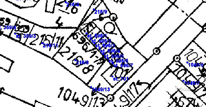 Parcela st. 696/5 v KÚ Jablonné v Podještědí, Katastrální mapa