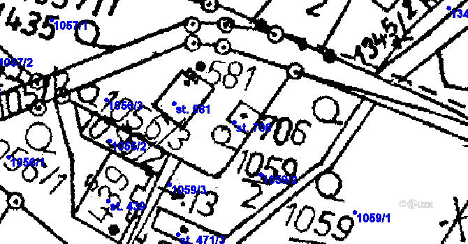 Parcela st. 706 v KÚ Jablonné v Podještědí, Katastrální mapa
