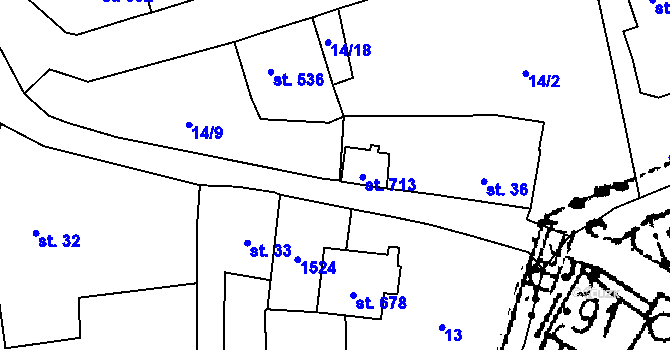 Parcela st. 713 v KÚ Jablonné v Podještědí, Katastrální mapa
