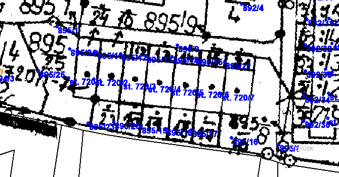 Parcela st. 720/5 v KÚ Jablonné v Podještědí, Katastrální mapa
