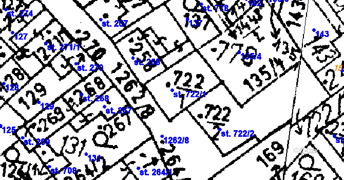 Parcela st. 722/1 v KÚ Jablonné v Podještědí, Katastrální mapa