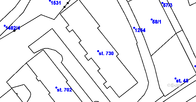 Parcela st. 730 v KÚ Jablonné v Podještědí, Katastrální mapa