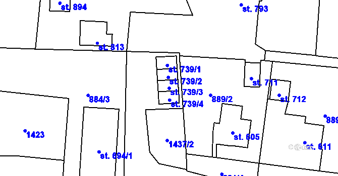 Parcela st. 739/3 v KÚ Jablonné v Podještědí, Katastrální mapa