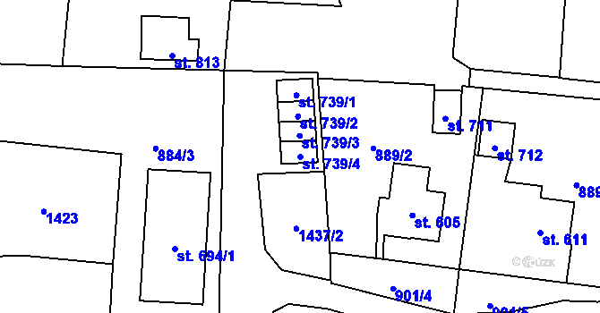 Parcela st. 739/4 v KÚ Jablonné v Podještědí, Katastrální mapa