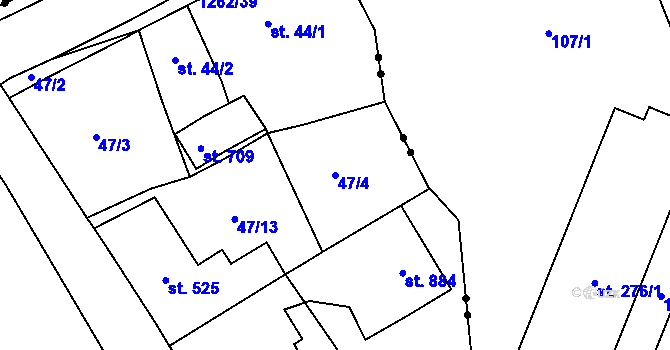 Parcela st. 47/4 v KÚ Jablonné v Podještědí, Katastrální mapa