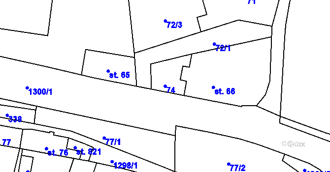Parcela st. 74 v KÚ Jablonné v Podještědí, Katastrální mapa