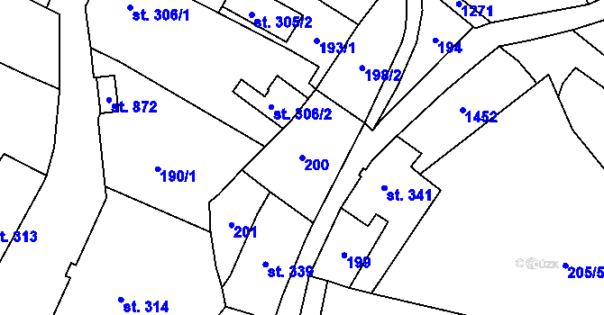 Parcela st. 200 v KÚ Jablonné v Podještědí, Katastrální mapa