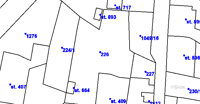 Parcela st. 226 v KÚ Jablonné v Podještědí, Katastrální mapa