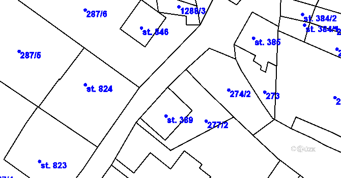 Parcela st. 275/2 v KÚ Jablonné v Podještědí, Katastrální mapa