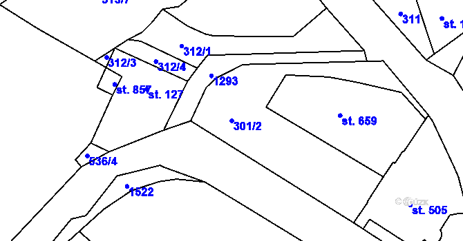 Parcela st. 301/2 v KÚ Jablonné v Podještědí, Katastrální mapa