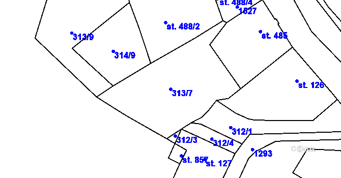 Parcela st. 313/7 v KÚ Jablonné v Podještědí, Katastrální mapa