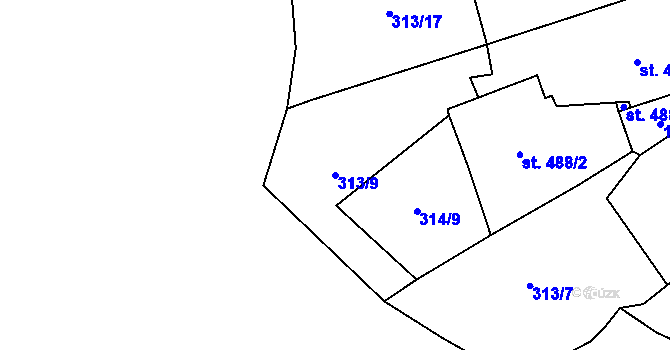 Parcela st. 313/9 v KÚ Jablonné v Podještědí, Katastrální mapa