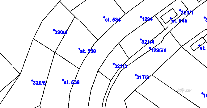 Parcela st. 321/3 v KÚ Jablonné v Podještědí, Katastrální mapa