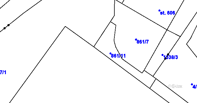 Parcela st. 861/11 v KÚ Jablonné v Podještědí, Katastrální mapa
