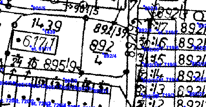 Parcela st. 892/4 v KÚ Jablonné v Podještědí, Katastrální mapa