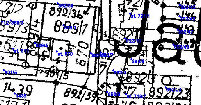 Parcela st. 892/7 v KÚ Jablonné v Podještědí, Katastrální mapa