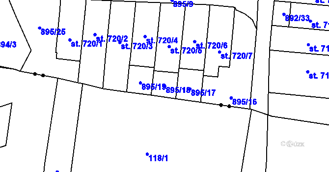 Parcela st. 895/18 v KÚ Jablonné v Podještědí, Katastrální mapa