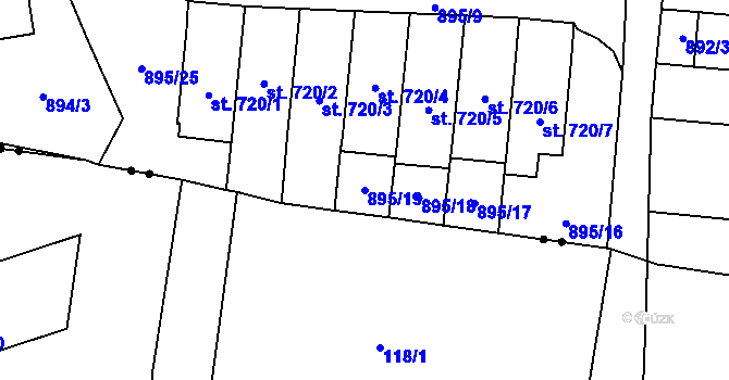 Parcela st. 895/19 v KÚ Jablonné v Podještědí, Katastrální mapa