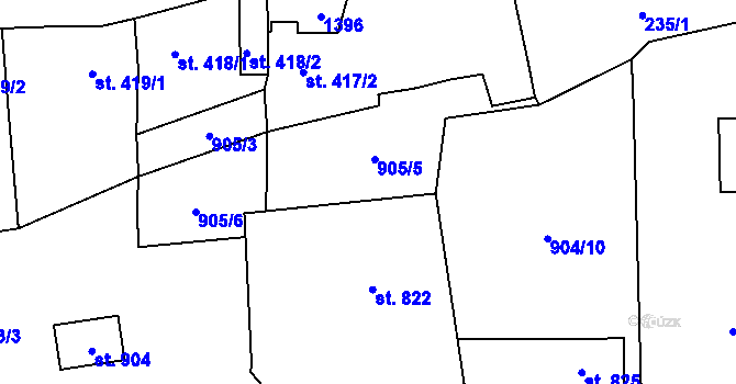 Parcela st. 904/8 v KÚ Jablonné v Podještědí, Katastrální mapa